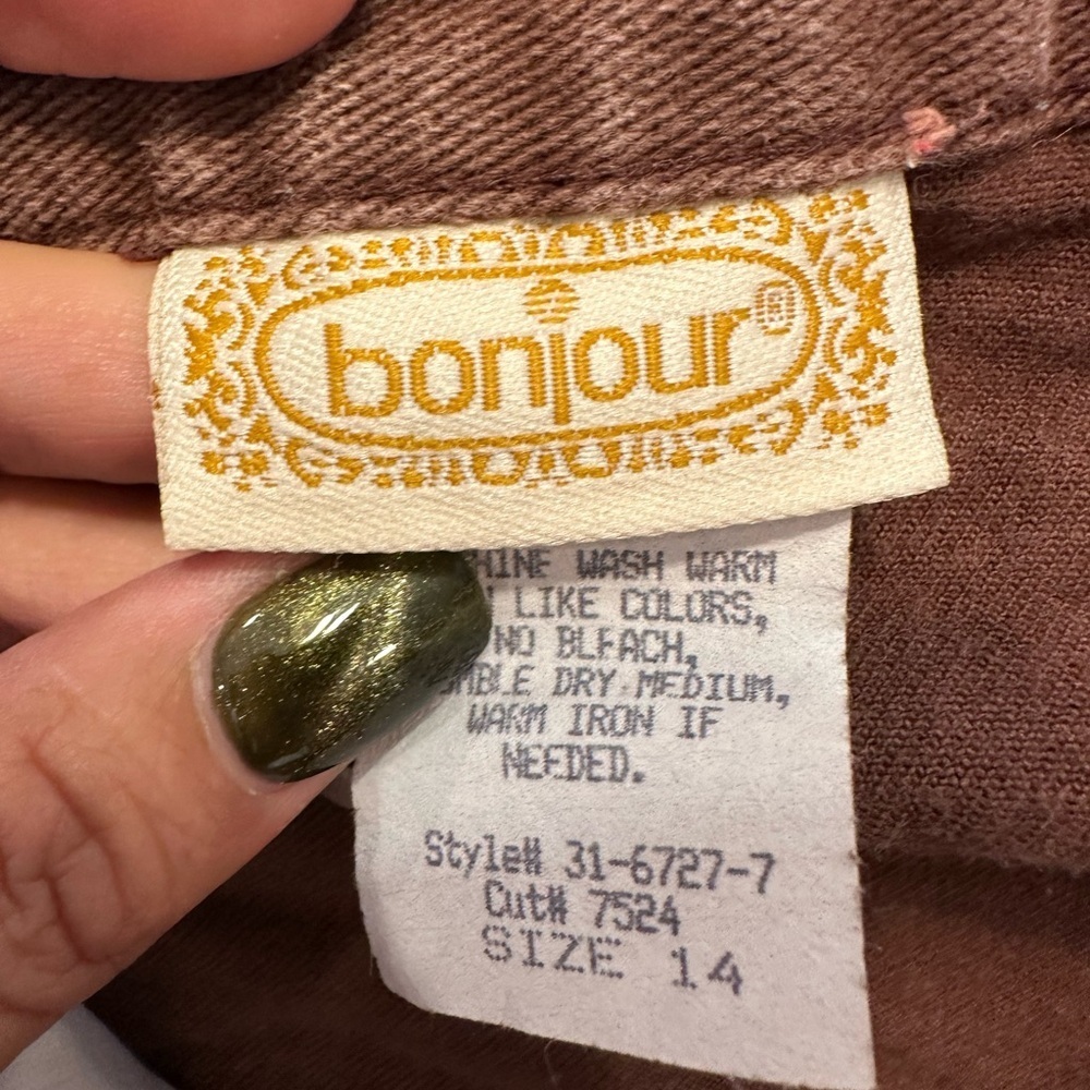 Vintage Bonjour Jeans Women’s 14 High Waist Brown Tapered Leg Made in USA 80/90 - Picture 8 of 9